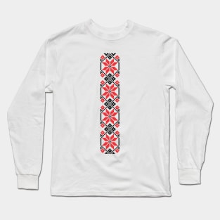 Red - Black Traditional Romanian Pattern 2 Long Sleeve T-Shirt